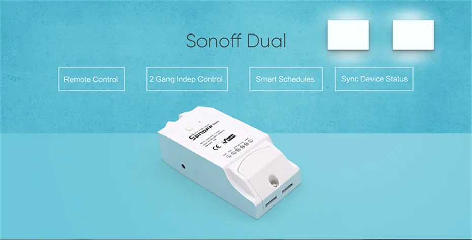 7---Sonoff Dual 2 Channel Wifi Wireless Smart Switch Seperately Wifi Remote Control 2 Light or Appliance