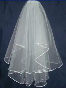 

New 2t Ribbon Ivory Veil With Combs Elbow length veil