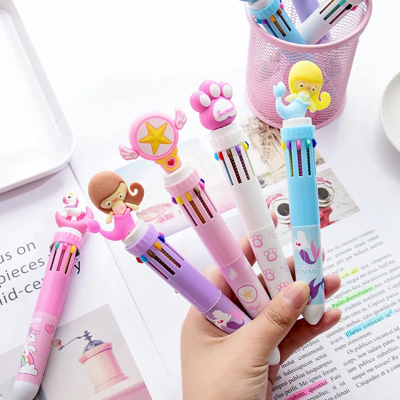 

Cute multicolor Ballpoint pen kawaii multifunction ballpen unicorn Creative 10 in 1 fairy Magic stick for Writing school supply