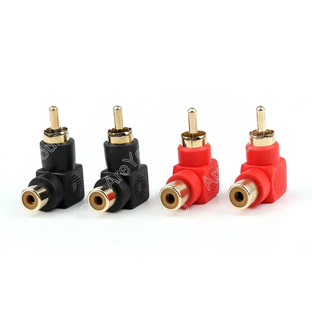 

Areyourshop Sale 4 Pcs RCA Right Angle Connector Plug Adapters Male To Female 90 Degree Elbow