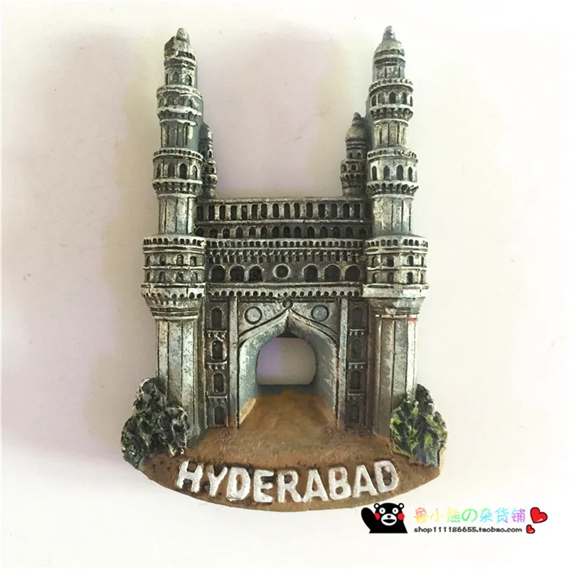 

Haiderabad India Fridge Magnet Travel Souvenir Hand-colored City Landmark Refrigerator Sticker Kitchen Decoration Message Post