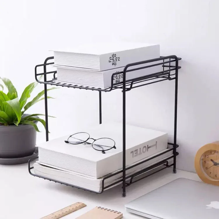 

Double-Layer Metal Iron Tableware Storage Rack Holder shelf Dish Drain For Kitchen Storage Racks Holders Tools shelfs new