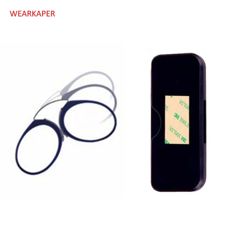 

WEARKAPER Patent Nose Clip Portable SOS Reading Glasses with Phone Stands Glasses Case Mini Wallet Pince Nez Optics 1.0-3.0