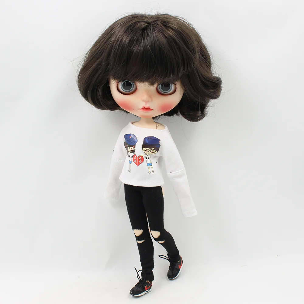 Blyth 1/6 Одежда для кукол, рваные джинсы, белая рубашка, наряд ICY Licca Body Neo