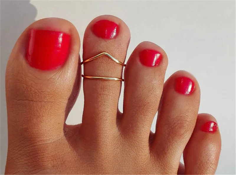 

2019 VintageToe Rings Summer Beach Fashion Jewelry Bigr V shape Foot Rings Gold Adjustable Toe Ring For Sexy Women