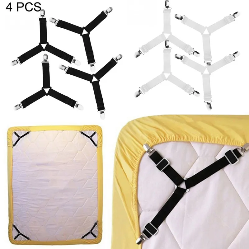 

4pcs Adjustable Bed Sheet Clips Fasteners Sofa Cover Grippers Holder Mattress Blanket Bedding Sets Fixing Slip-Resistant Belt