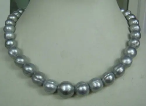 

FREE SHIPPING HOT sell new Style >>>> gogerous 12-13mm south sea silver grey baroque pearl necklace 17inch