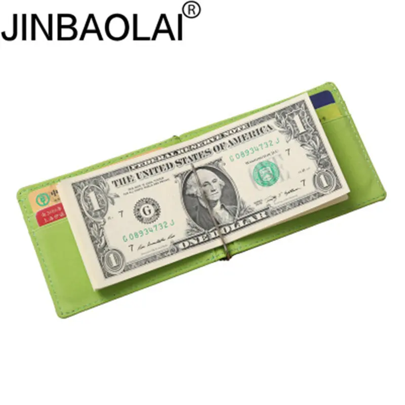 

JINBAOLAI Men's Mini Wallet Genuine PU Green Short Design Business Card Holder Thin Style Premium Brand Men's Wallet