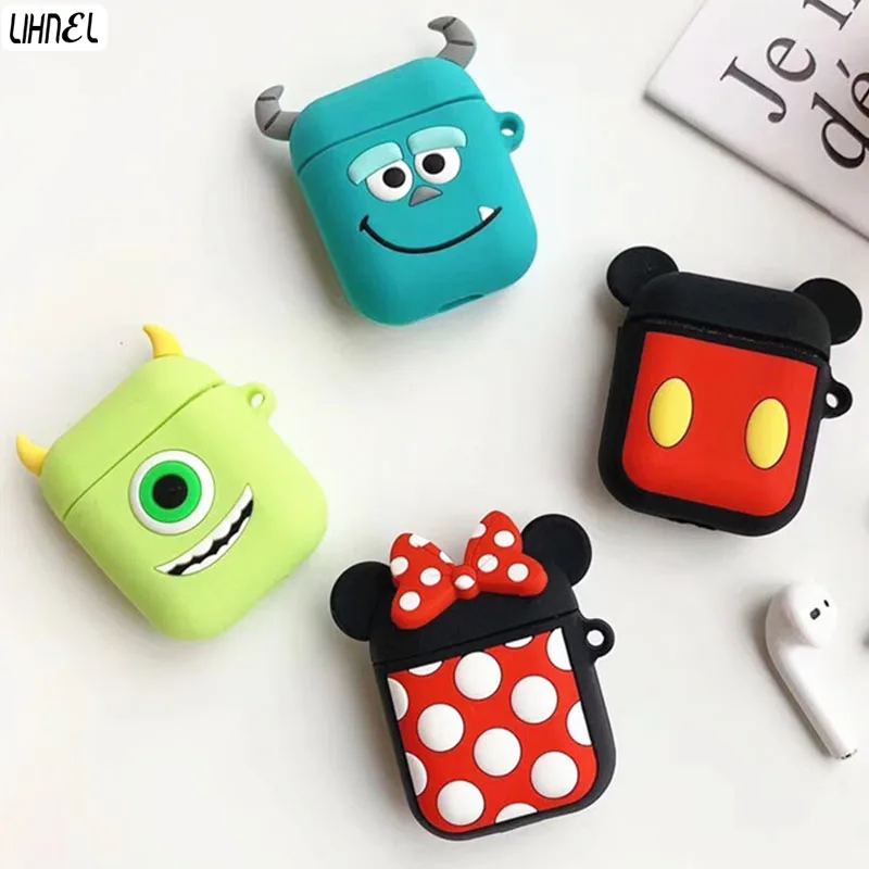 Mickey Minnie Mike Sully Silicon Case for Airpods 1 2 Bluetooth Wireless Earphone Case Charging Box Cartoon Protect Cover