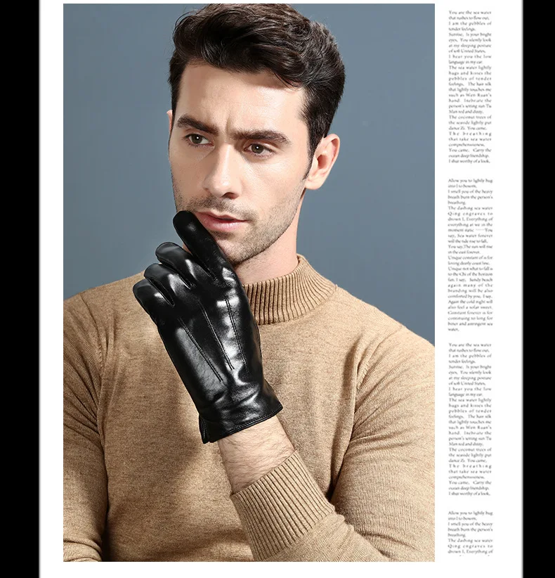 Мужские кожаные перчатки с сенсорным экраном черные зимние новые тепловые перчатки для вождения мотоциклетные перчатки из овчины зимние M L XL