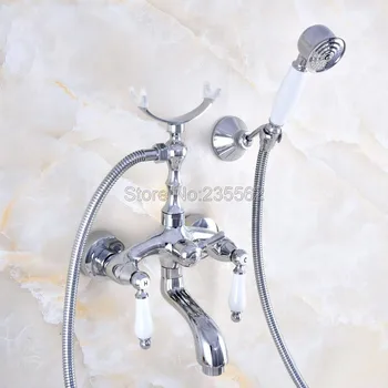 

Chrome Bathroom Bath Wall Mounted Hand Held Shower Head Kit Shower Faucet Sets lna746