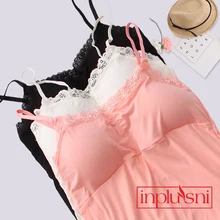 Inplusni, женский жилет, майки, высокое качество, Женская Сексуальная кружевная майка, топ из модала с подкладкой, тонкие майки, модные женские майки