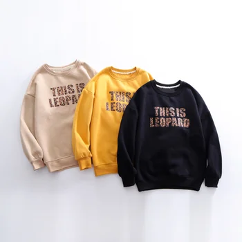 

2019 spring female sweatshirt casual solid color letter printed loose sweatshirt