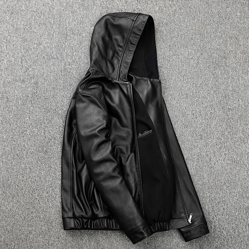 

Free shipping,Plus size mens casual genuine leather jacket.autumn sheepskin coat.sale young fashion leather outwear.quality