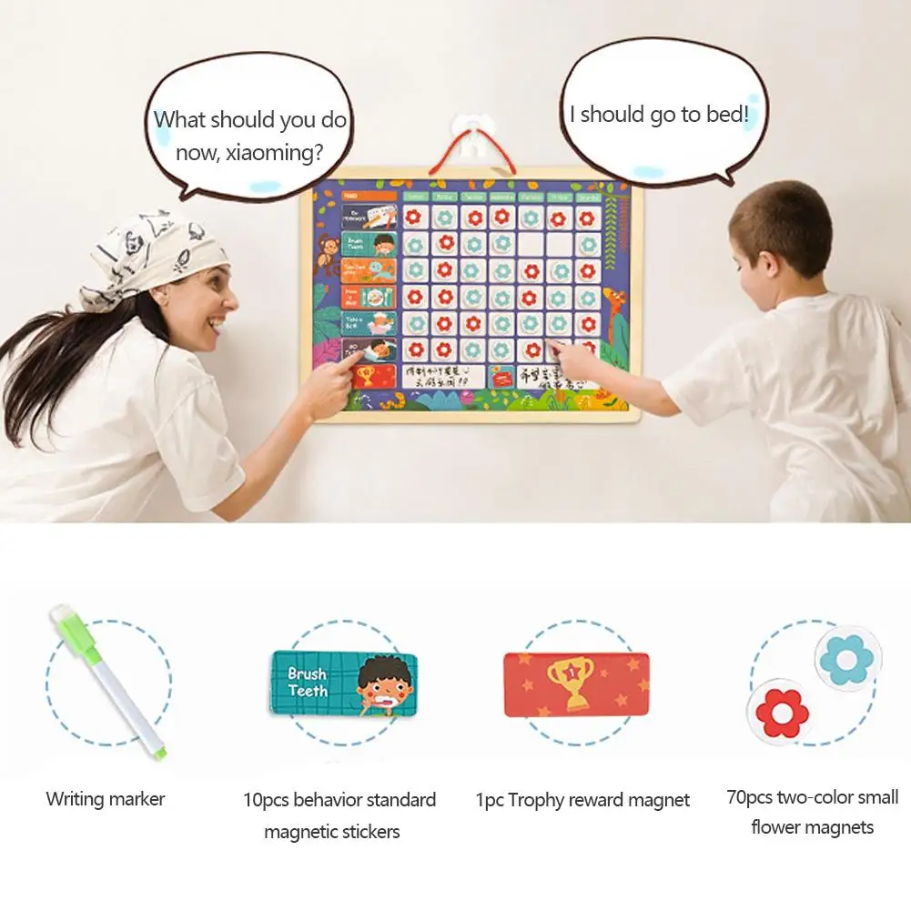 

Educational Magnetic Responsibility Chart Playboard for Children Baby Wooden Behavior Record Board Toy with Magnets 2019