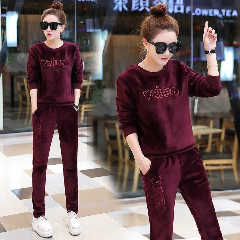 misses velour pant suits