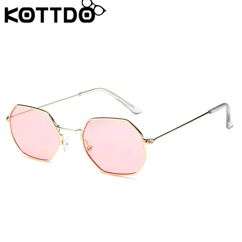 

KOTTDO 2019 New Retro Small Square Sunglasses Hexagonal Metal Sunglasses Transparent Ocean Piece Sunglasses