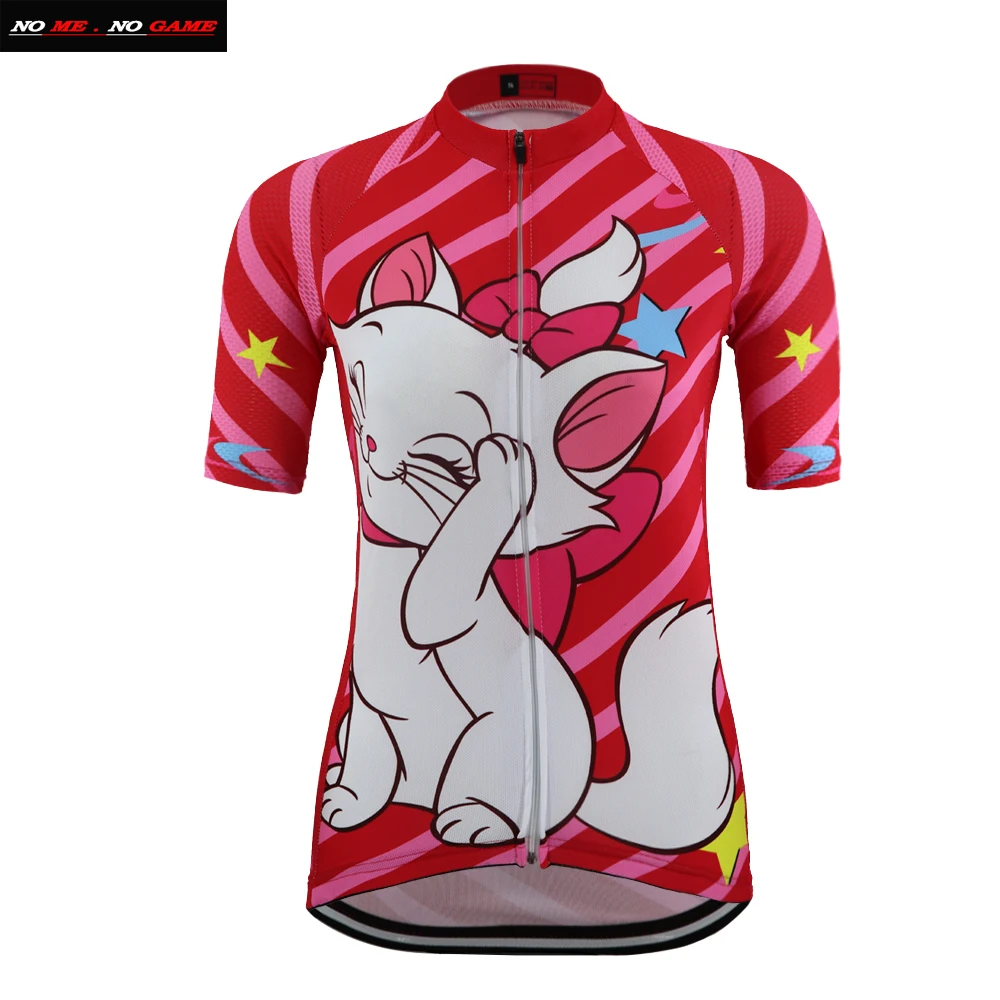 

Cartoon Pink Cat Girl Women's Cycling Jersey Tops Short Sleeve MTB Bike Jersey Racing Cycling Clothing ropa ciclismo
