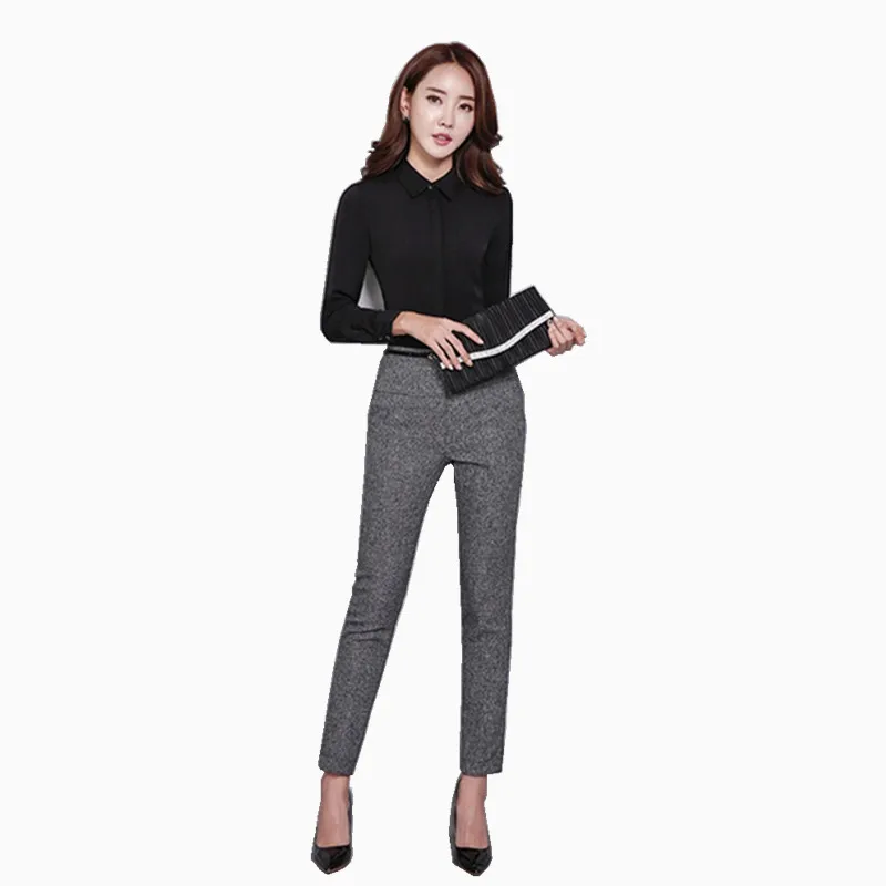 Women's High Waist Pants Office Lady Business Work Straight Leg