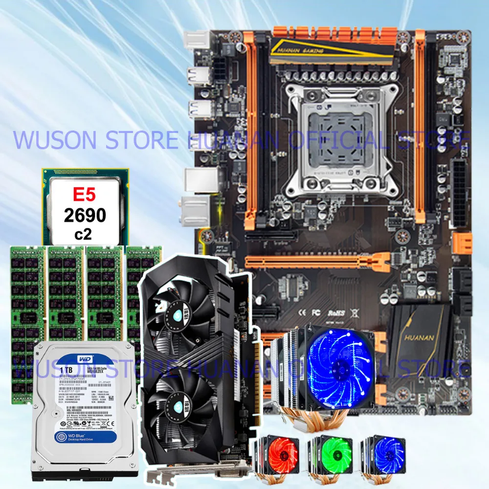 Best Price HUANAN ZHI deluxe X79 motherboard with M.2 slot CPU E5 2690 C2 CPU cooler RAM 32G(4*8G) DDR3 RECC 1TB 3.5' SATA HDD GTX1050Ti 4G Best Price HUANAN ZHI deluxe X79 motherboard with M.2 slot CPU E5 2690 C2 CPU cooler RAM 32G(4*8G) DDR3 RECC 1TB 3.5' SATA HDD GTX1050Ti 4G