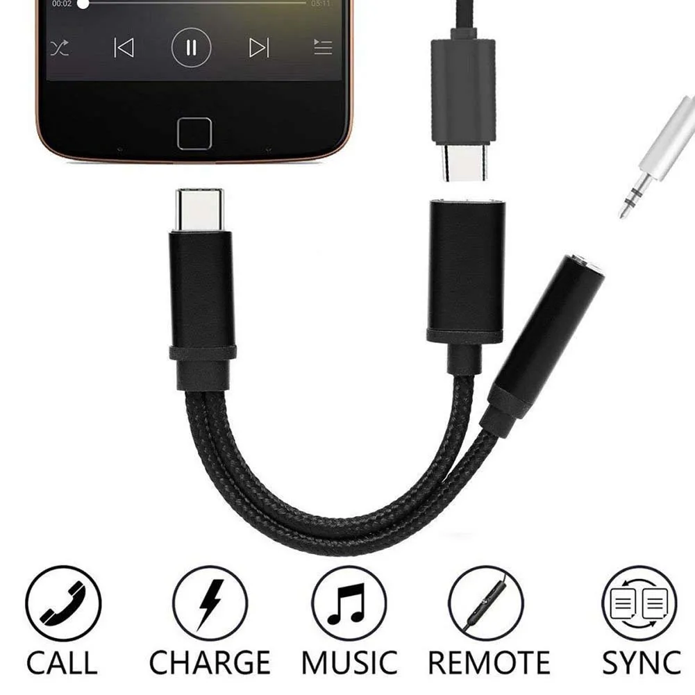 

2018 Whole Sale New USB Type C Audio Cable to 2 in 1 Type-C 3.5mm Jack Earphone Adapter Convertor Receiver for Audio Splitter