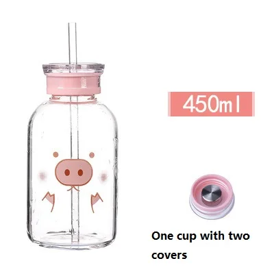 Trendy Water Bottle Pink Flower Print Bottle Kawaii Reusable 