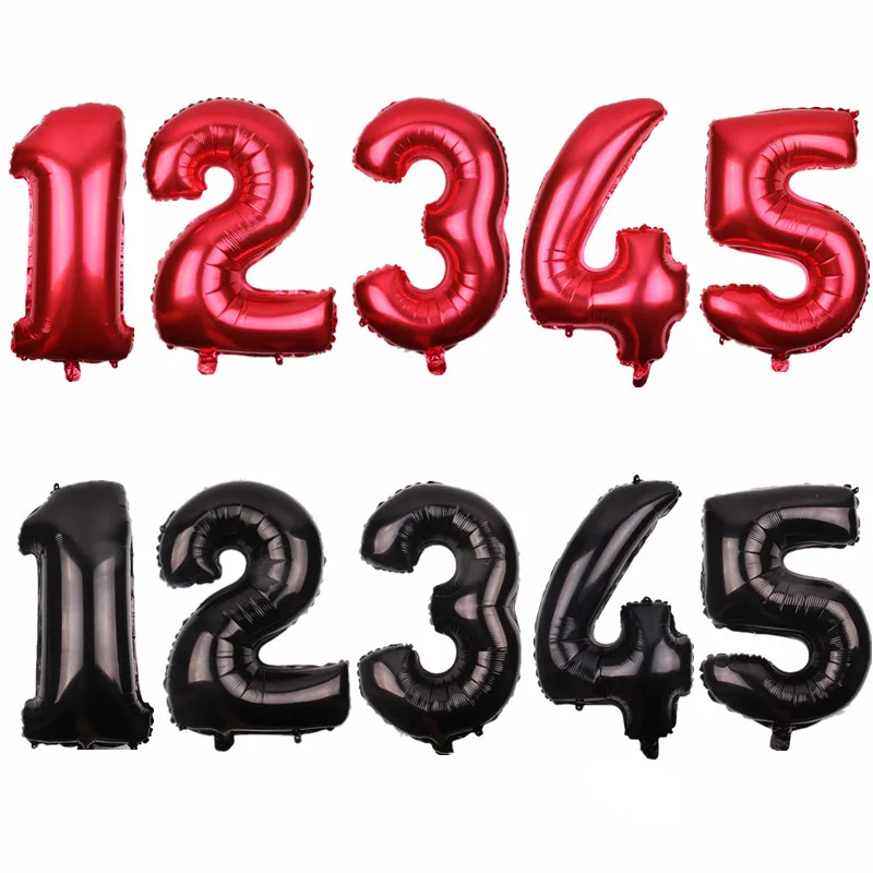 XXPWJ new 30 inch red black number Balloons happy birthday