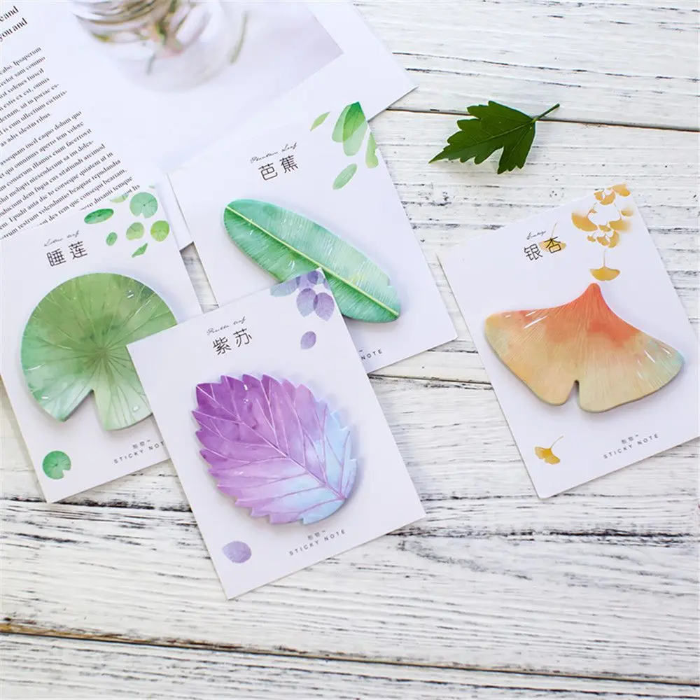 

1pc Natural Plant Leaf Memo Pad Sticky Notes Paper Sticker Notepad Kawaii Stationery Scrapbooking Stickers Message Writing Note