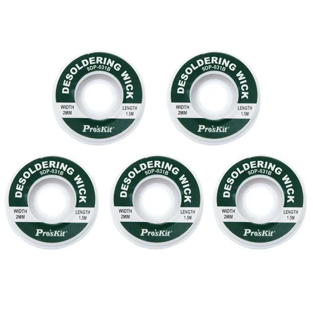 

Pro'sKit 5 pcs 9DP-031B Desoldering Wire BGA Desoldering Wick 2 mm * 1.5 m Low Residue Tin Absorption Line