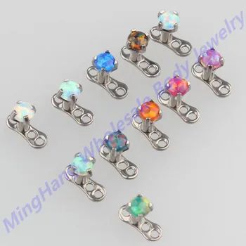 

Mixed 11 Color 3mm Opal Tops G23 Titanium Dermal Anchor Skin Diver Body Piercing Jewelry