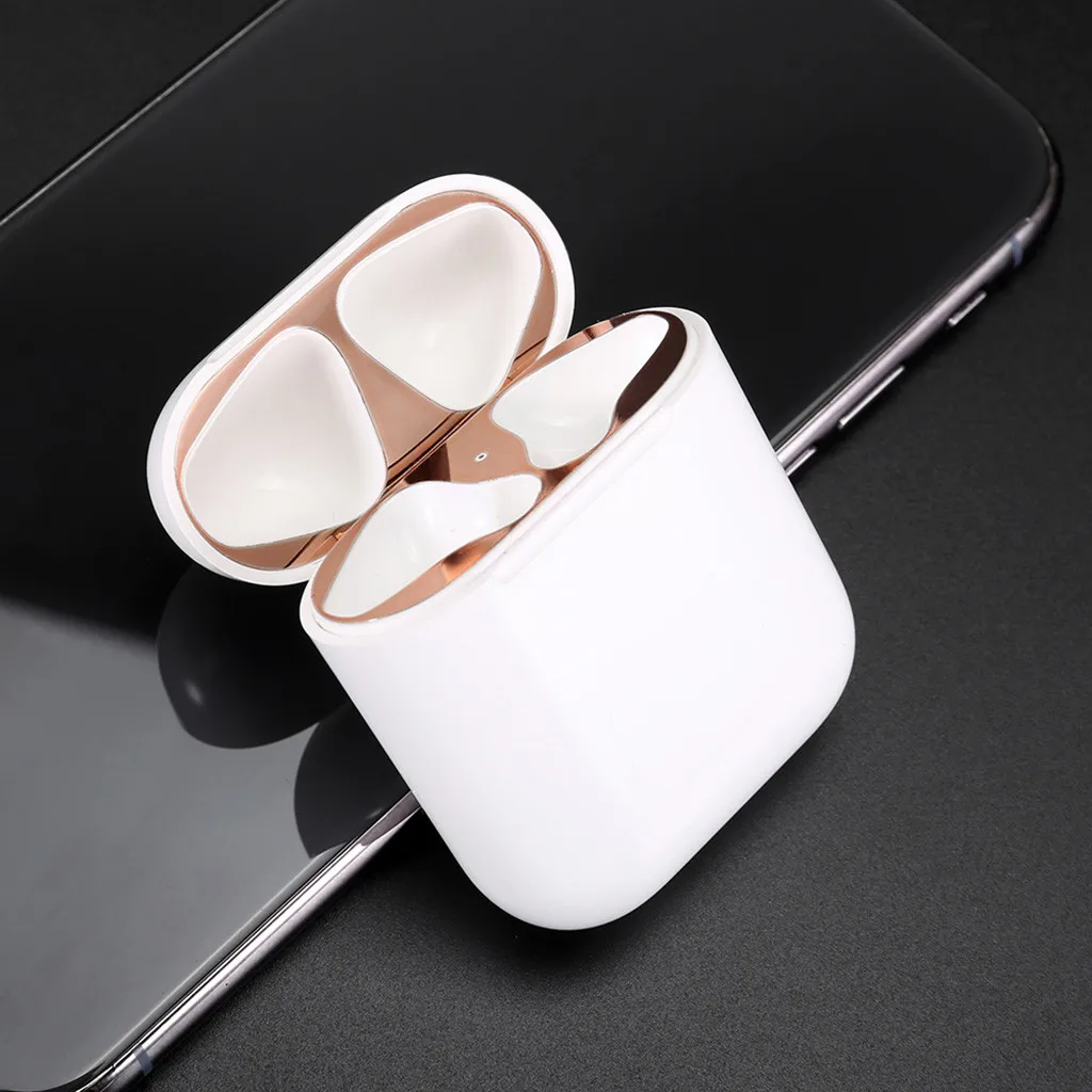 4PCS Metal Dust Guard Protective Shell Skin Sticker for Apple Airpods Earphone Designed For Sports Simple And Fashion R0420