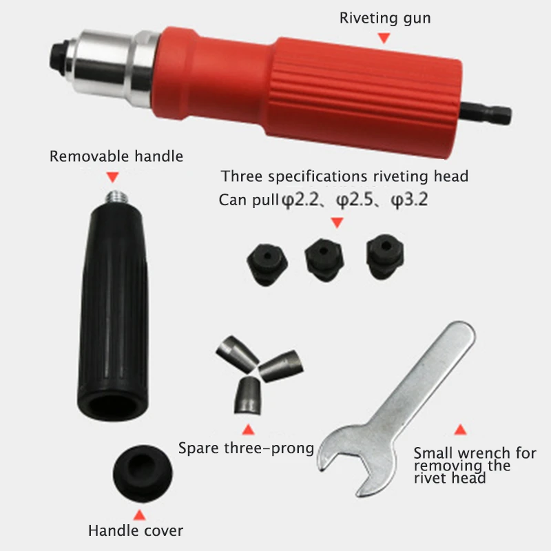 

New Electric Rivet Nut Gun Riveting Tool Cordless Riveting Drill Adaptor Insert Nut Tool Riveting Drill Adapter 2.4mm-4.8mm