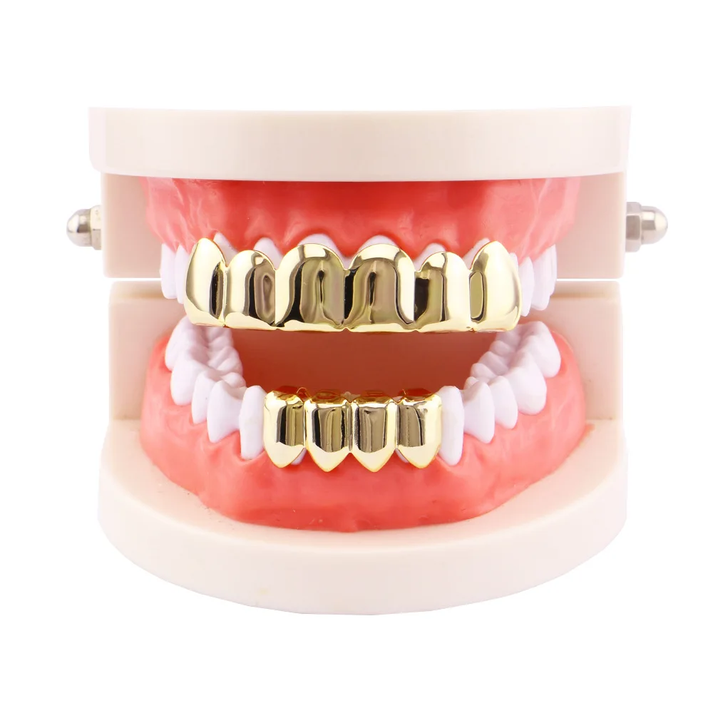 Factory Bottom Price Teeth Grillz Bijoux Hip Hop Teeth Grillz Top & Bottom Gold Color Teeth Accessory Vampire Party Body Jewelry Wholesale (5)