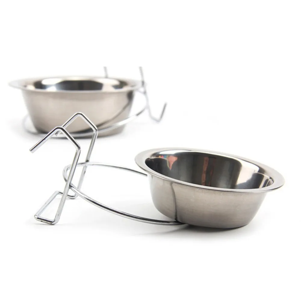 Stainless Steel Hanging Pet Bowl on Cages Single Accessory for Dogs