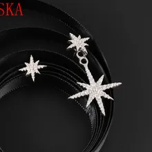 Корейский Асимметричный Серебряный 925 кристаллическая звезда серьги "метеоры" для женщин аксессуары модные ювелирные украшения свадебные серьги подарок