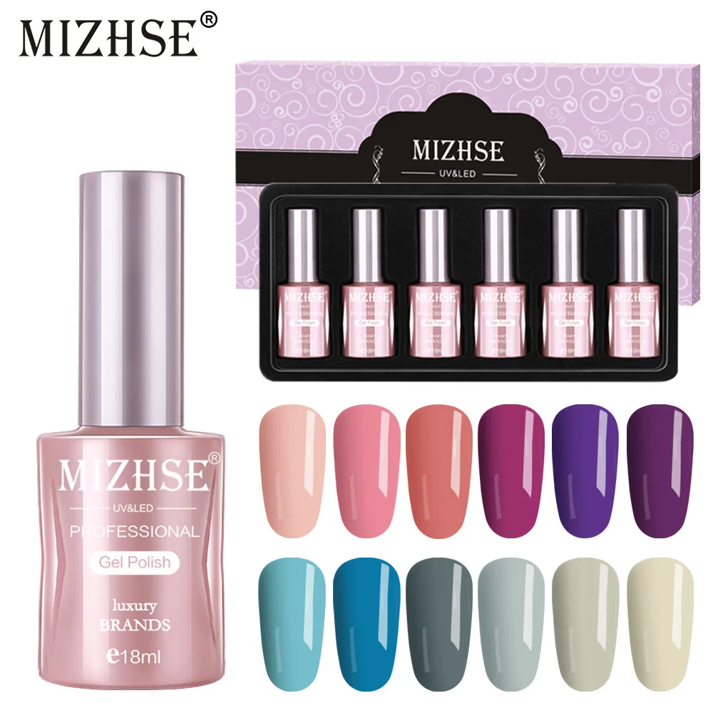 

MIZHSE 6pcs Pure Color UV Gel Nail Polish Set For Manicure Nail Art Kit Gel Lacquer Acrylic UV LED Gel Varnish Hybrid Gelpolish