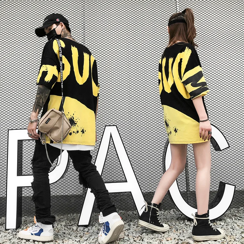 Мужская футболка с буквенным принтом Harajuku Ulzzang летняя уличная одежда в стиле хип