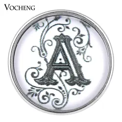 Стекло Vocheng кнопки Талисманы 26 английские буквы 18 мм Медь Металл Сменные Jewelry vn-1618