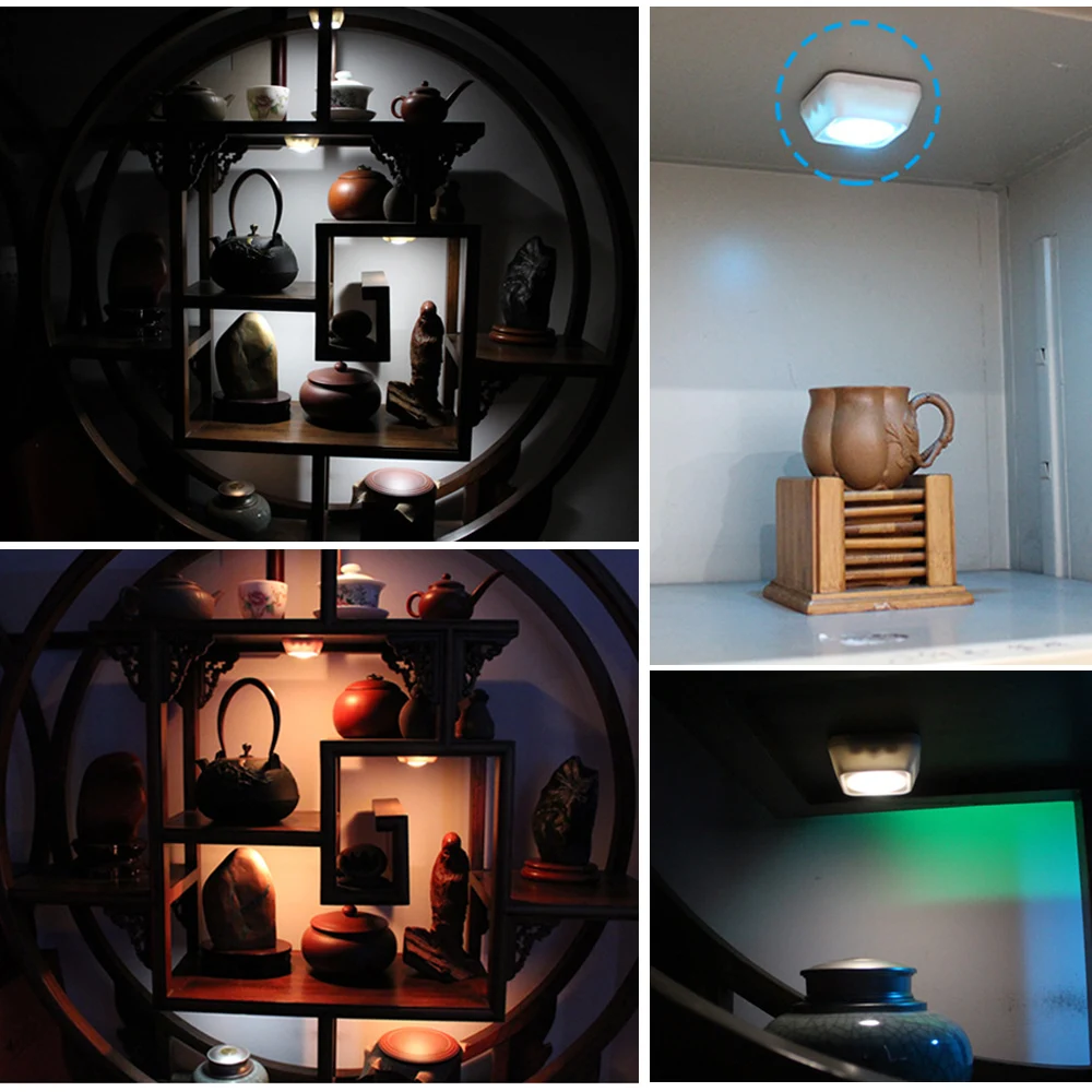 3 шт. RGB светодиодный светильник для шайбы меняющий цвет питание от батарейки
