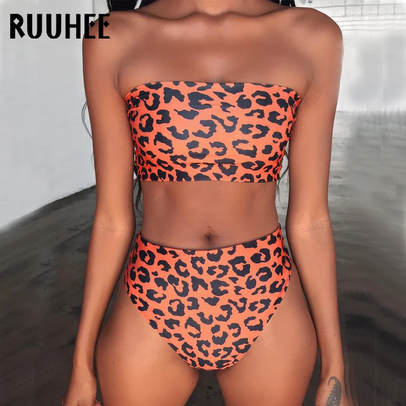 

RUUHEE High Cut Bandage Bikini Swimwear Women Swimsuit Sexy Bikini Set Bathing Suit Strapless Female Summer Beach Wear 2019