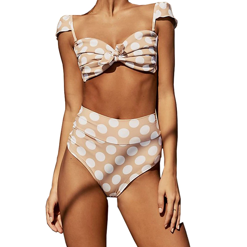 

Vintage Retro High Waist Bikini 2018 Female Swimsuit Women Swimwear Two-pieces Bikini set Polka Dot Bather Bathing Suit