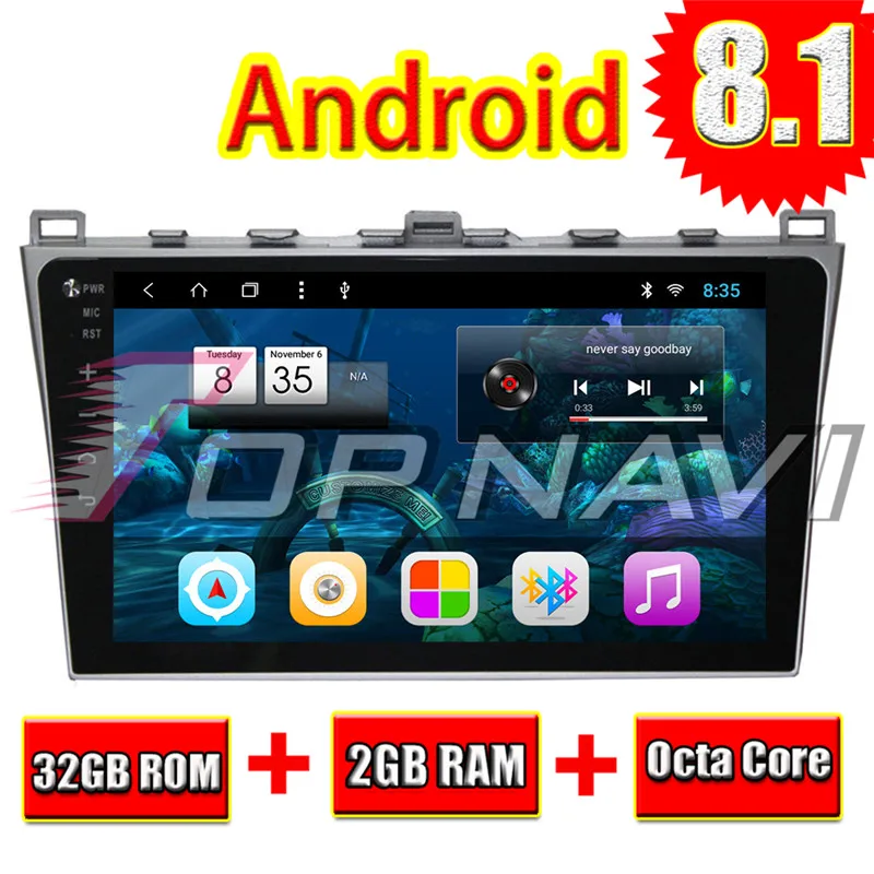 Auto Navigation for Mazda Core-wing 2010 10.1'' Android 8.1 Topnavi Car GPS Player Audio NO DVD Head Unit Double Din Video |