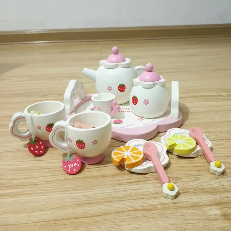 Дети претендует игрушка послеобеденный Чай комплект модель дома кухонное, деревянное детская игрушка «кухонные принадлежности» детский подарок на день рождения