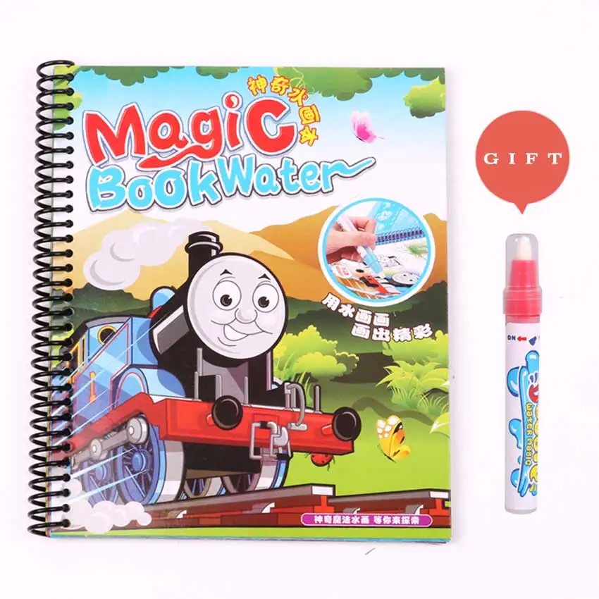 Горячие игрушки детские развивающие водные Волшебные Рисование книга картина доска Раскраска с каракули ручка - Цвет: Train set