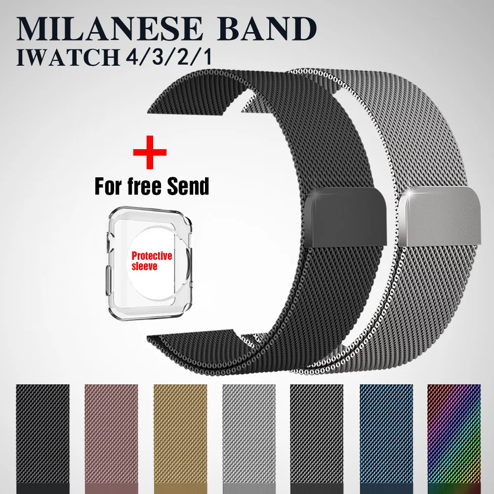 

Milanese Loop for Apple iwatch Series 1/2/3/4 Accessories Ring with Magnetic Stainless Steel Metal Strap Adjustable Buckle 42mm