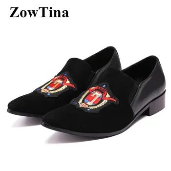 

Men Pointed Toe Flats Slip On Casual Loafers Moccasin Homme Applique Design Men Driving Shoes Large Size 46 Zapatillas Hombre