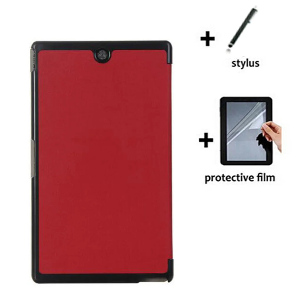 

3in1 Ultra Slim Luxury Folio Stand Leather Case Cover + Film + Stylus For Sony Xperia Tablet Z3 Compact 8.0 SGP641CN SGP621CN 8"