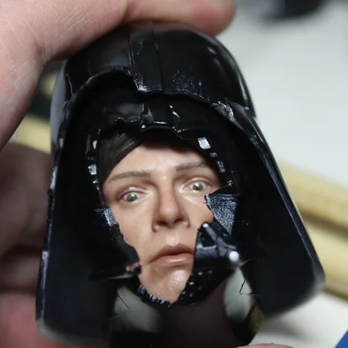 

HT DX07 VIP Star Wars Darth Vader Helmet with Luke Dark Face Fear Face Head Sculpt for 12" Collectible Action Figure DIY