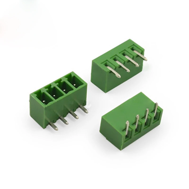 50pcs  Connector Plug-in Terminal Blocks Curved Needle Pitch 3.81mm Connector Green 2/3/4/5/6/7/8/9 / 10P