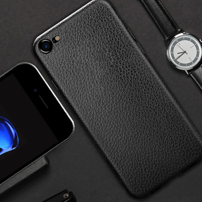 

Lichee pattern leather case for iPhone 7 Plus Business style 4.7 5.5 inch all availbale with LOGO HOLE soft flexible material